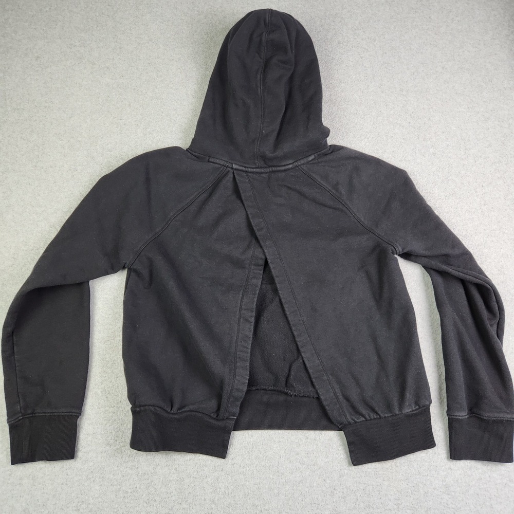 Athleta Hoodie Women Medium Black Cotton Stretch Long Sleeve Split Back Pullover - Picture 3 of 8